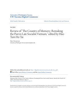 The Country of Memory: Remaking the Past in Late Socialist Vietnam