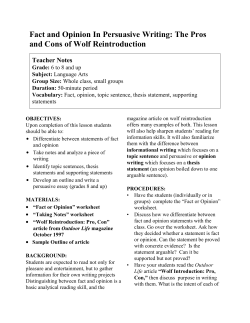 Fact and Opinion In Persuasive Writing: The Pros