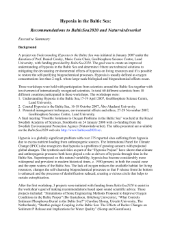 Hypoxia in the Baltic Sea: Recommendations to BalticSea2020 and