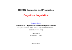 Cognitive linguistics - NTU Computational Linguistics Lab