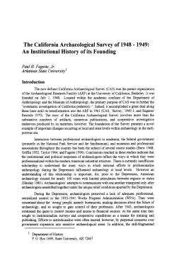 The California Archaeological Survey of 1948 - 1949