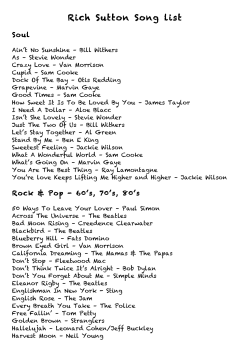 Rich Sutton Song list