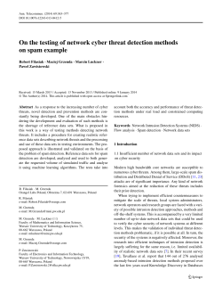 On the testing of network cyber threat detection methods on spam