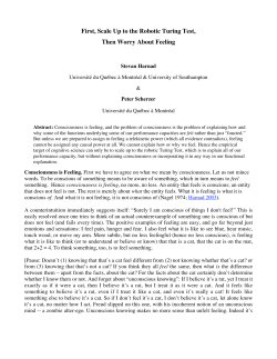 First, Scale Up to the Robotic Turing Test, Then Worry About Feeling