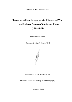 Transcarpathian Hungarians in Prisoner-of-War and Labour
