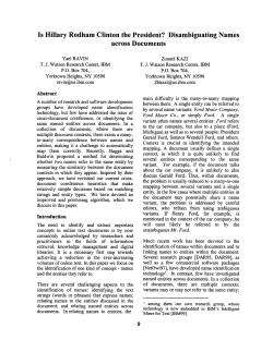 Is Hillary Rodham Clinton the President? Disambiguating Names