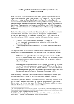 1 A Case Study in Deliberative Democracy: Dialogue with the City