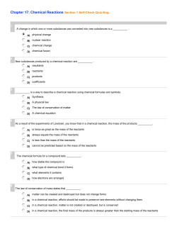 Chapter 17: Chemical Reactions Section 1 Self-Check Quiz-Eng.