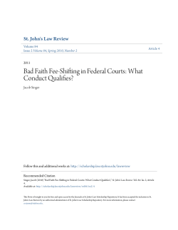 Bad Faith Fee-Shifting in Federal Courts: What Conduct Qualifies?