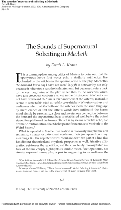 The sounds of supernatural soliciting in Macbeth
