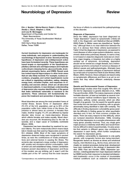 Review Neurobiology of Depression - Facolt&agrave; di Medicina e Psicologia