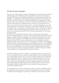 The Indo-European Languages The idea of an `Indo