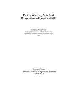 Factors Affecting Fatty Acid Composition in Forage and Milk