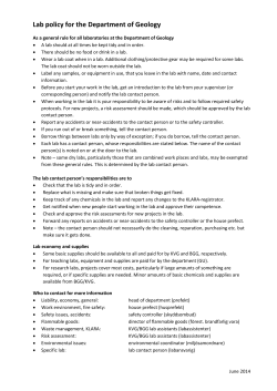 Lab policy for the Department of Geology