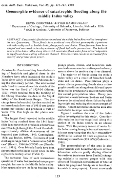 Geomorphic evidence of catastro g along the middle Indus valley