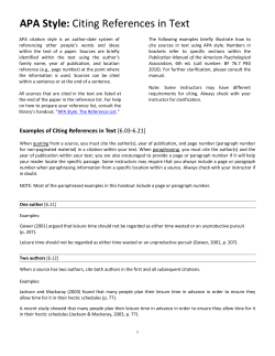 APA Style: Citing References in Text