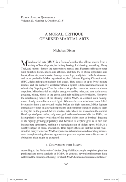 Nicholas Dixon: A Moral Critique of Mixed Martial Arts