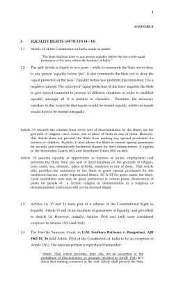 1 1. EQUALITY RIGHTS (ARTICLES 14 &ndash; 18) 1.1 Article 14 of the
