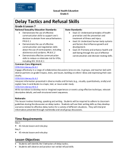 Delay Tactics and Refusal Skills Lesson Plan