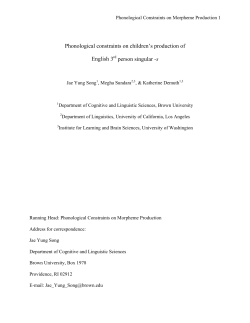 Effects of phonology on children`s production of English 3 rd person