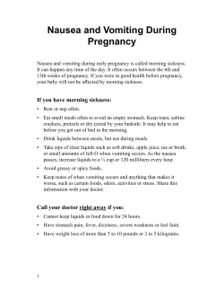 Nausea and Vomiting During Pregnancy