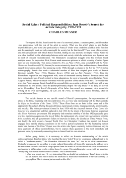 Social Roles / Political Responsibilities: Jean Renoir`s Search for