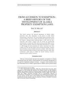 A Brief History of the Development of Alaska Property Exemption Laws