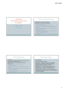28.11.2011 1 Sociology &bdquo;Social groups and social movement&ldquo;
