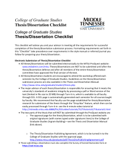 College of Graduate Studies Thesis/Dissertation Checklist Thesis