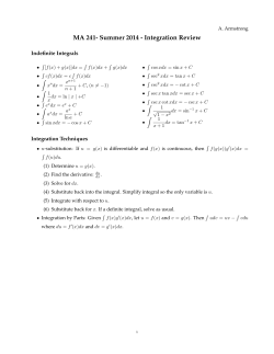 MA 241- Summer 2014 - Integration Review