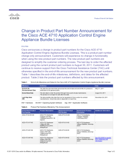Change in Product Part Number Announcement for the Cisco ACE