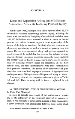 Losses and Reparation Arising Out of Michigan Automobile