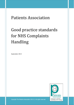 Good Practice Standards for NHS Complaints