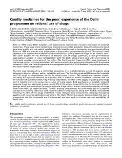 Quality medicines for the poor: experience of the