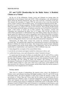EU and NATO Membership for the Baltic States: A
