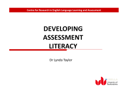 DEVELOPING ASSESSMENT LITERACY LITERACY