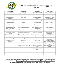 2016-2017 Supply List - St. Paul`s Catholic School