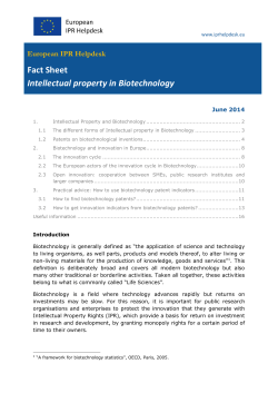 Fact Sheet Intellectual property in Biotechnology