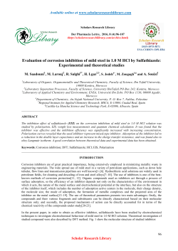 Evaluation of corrosion inhibition of mild steel in 1.0 M HCl by