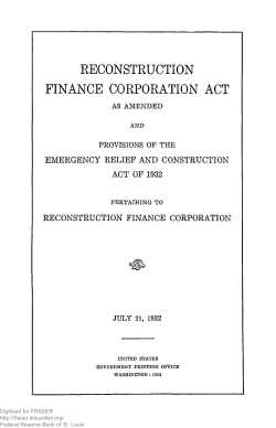 Reconstruction Finance Corporation Act