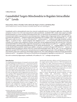 Cannabidiol Targets Mitochondria to Regulate Intracellular Ca Levels