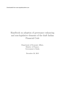 Handbook on adoption of governance enhancing and non