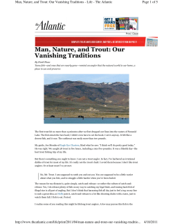 Man, Nature, and Trout: Our Vanishing Traditions