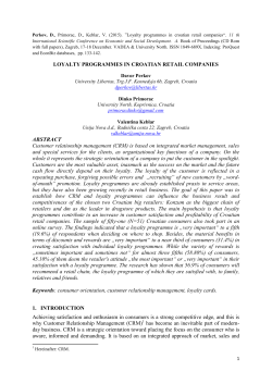 LOYALTY PROGRAMMES IN CROATIAN RETAIL COMPANIES