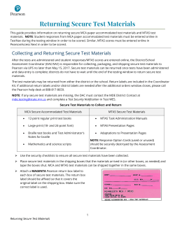 Returning Secure Test Materials - Minnesota Statewide Assessments