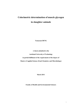 Colorimetric determination of muscle glycogen in slaughter animals