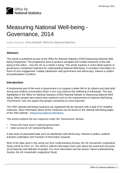 Measuring National Well-being - Governance, 2014