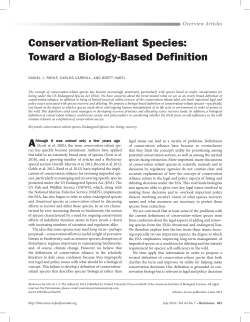 Conservation-Reliant Species: Toward a Biology