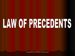 Law of Precedents - Thiru M.S. Krishnan, Senior Advocate