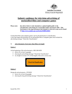 Television advertising of unclassified films or computer games